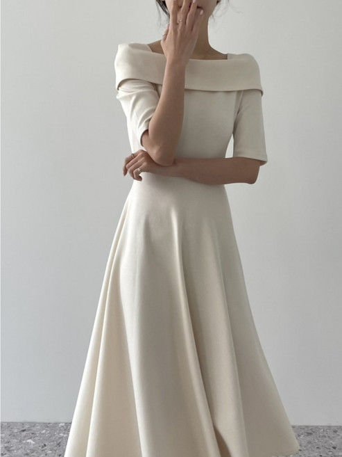 오픈숄더 결혼식 하객룩 격식룩 돌잔치 피로연 상견례 롱원피스