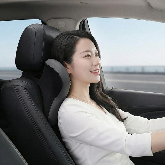 YF 1+1경추 보호 자동차 메모리폼 목쿠션 프리미엄 목베개, 2개, 딥 그레이