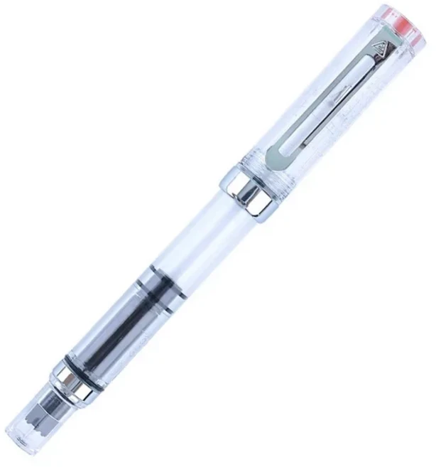 Lanbitou 3059 피스톤 만년필 EF/F 펜촉 플라스틱 잉크 펜 실버 클립 비즈니스 사무실 학교 용품 PK JINHAO, 02 F, 02 Clear