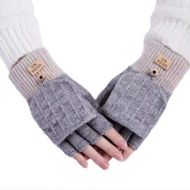 MIROSE 러블리 오픈형 벙어리장갑 2IN1 방한 니트 장갑 손가락 터치 털장갑