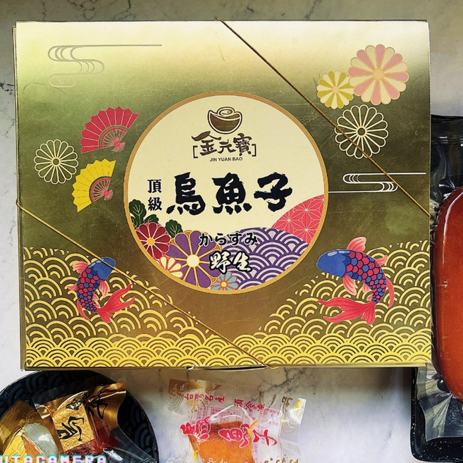 金元寶 頂級野生烏魚子 典雅金禮盒, 1個, 3兩X1片(不附盒、袋)