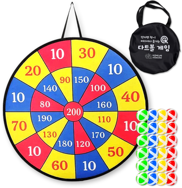지오마노아 벨크로 다트게임 대형, 200 과녁판, 벨크로볼 24개, 1개
