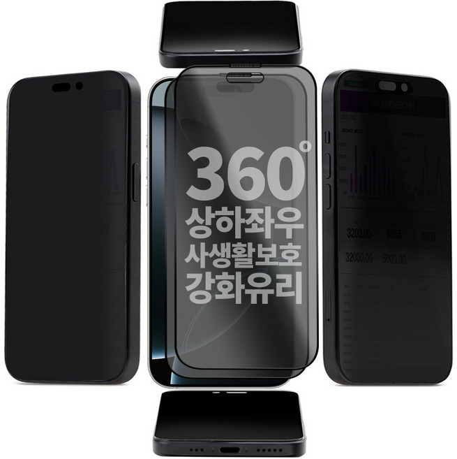 넥스트모바일 아이폰 16 360도 전방향 사생활보호 풀커버 강화유리 액정보호필름, 2개