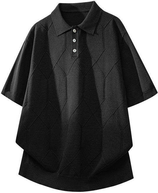 ANYOU 여름 남자 터틀넥 통근 반팔 빈티지 니트 반팔