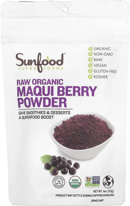 효과가 좋은 Sunfood 슈퍼푸드 무가공 유기농 마키베리 분말 113g(4oz) 고급제품, Sunfood슈퍼푸드무가공유기농마키베리분말113g4oz, 113g, 1개 - 쿠팡