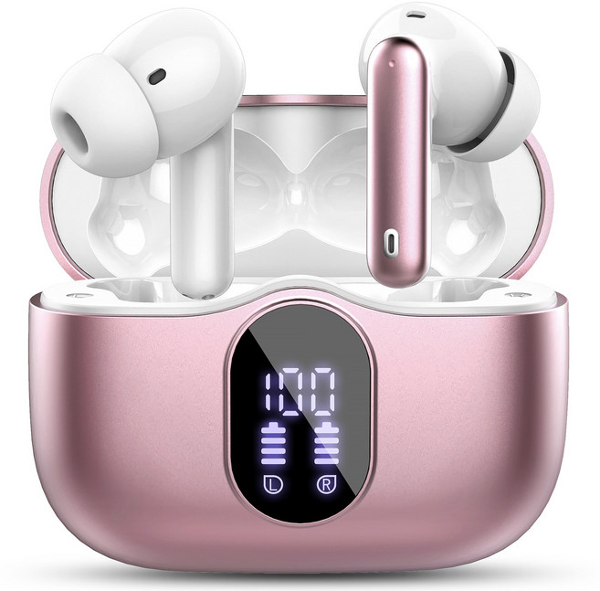 Donerton 노이즈캔슬링 커널형 무선 블루투스 이어폰 IPX7방수 A90Pro, 로즈 골드
