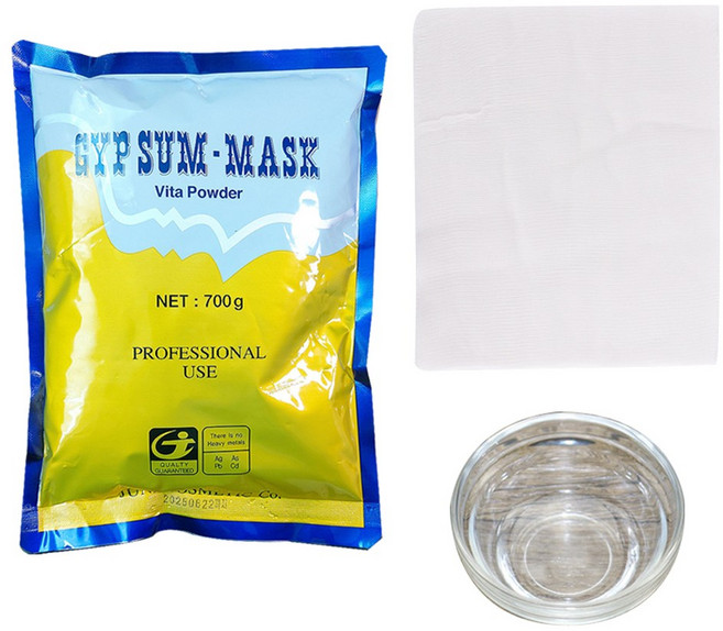 피부미용 실기시험 비타석고팩 가루 700g+강화유리볼 소형+석고팩거즈 30X35cm 10장 세트, 1개