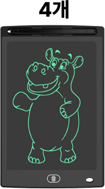 1+1 전자칠판 메모 전자 노트 그림 칠판 패드 8.5인치 원터치 2개, 검정, 4개