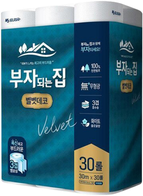 [SH유통]모나리자 부자되는집 빵빵한 3겹 데코 화장지 30m 30롤 휴지, 30개입, 1개