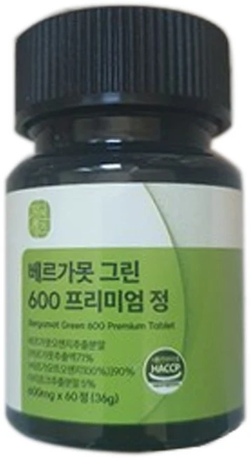 자연새긴 베르가못 그린 600 프리미엄정 식약처 HACCP, 1개, 60정 - 쿠팡