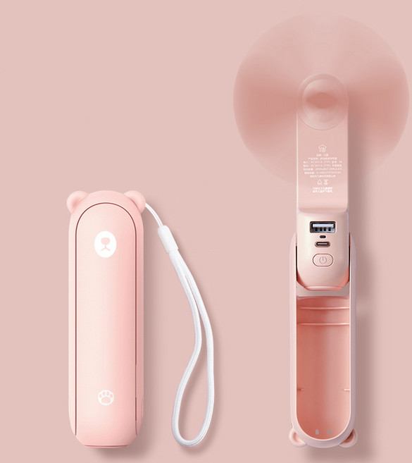 지수라이프 핸디형 선풍기 3in1 접이식 휴대용 선풍기 F8 F8X, 핑크