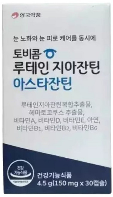 안국약품 토비콤 루테인 지아잔틴 아스타잔틴 150mg 30캡슐 4박스, 30정