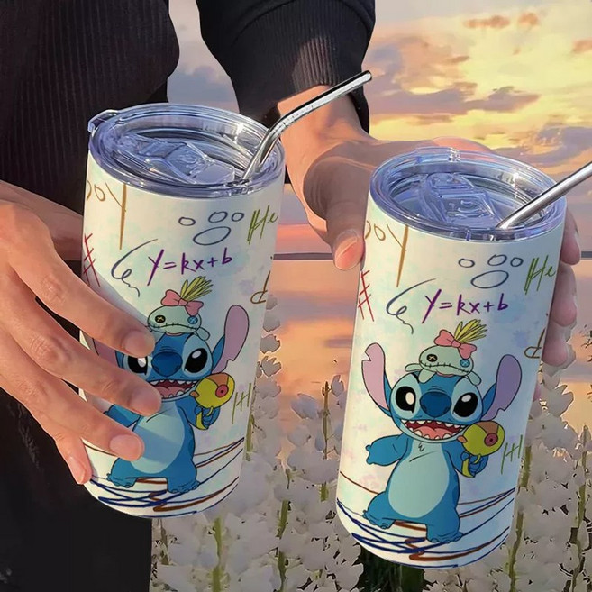디즈니 스티치텀블러 릴로와스티치 핑크스티치 커플텀블러 캐릭터 스테인리스 빨대컵 콜드컵 스텐컵 얼음컵 머그, 스타일1, 1개