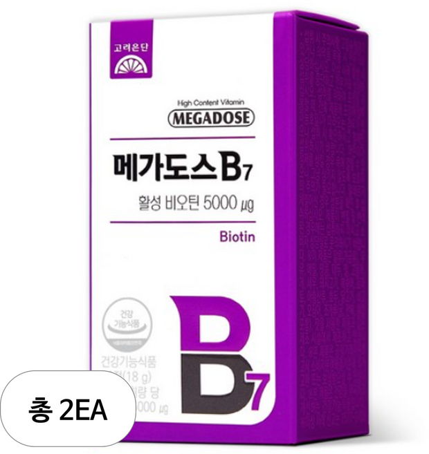 메가도스 B7 활성 비오틴, 90정, 2개