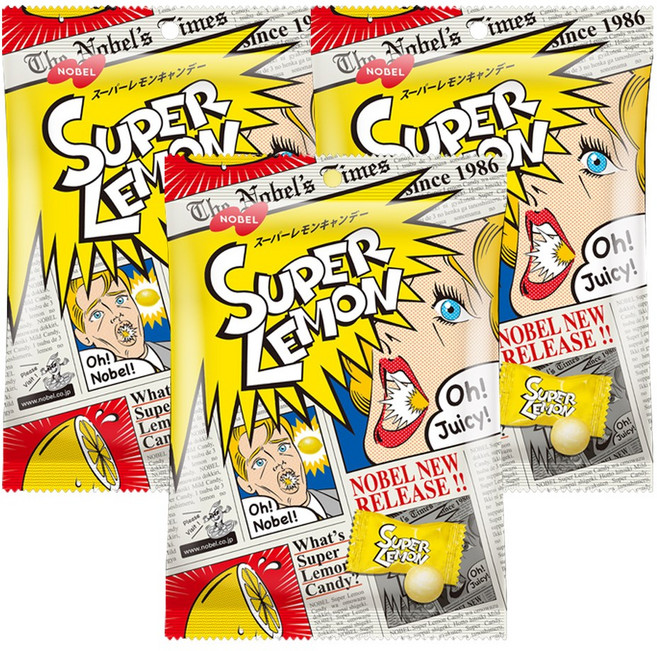 노벨 슈퍼 레몬캔디, 80g, 3개
