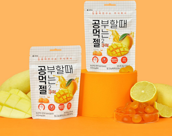 공먹젤 구미 집중력연구소 수험생 공부 몰입 체력 맛있는 공부간식 36g 10팩, 10개