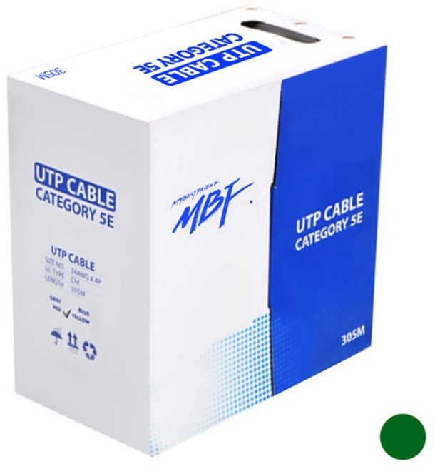엠비에프 CAT.5E UTP 랜 케이블 MBF-C5E305GR, 그린, 1개, 305m