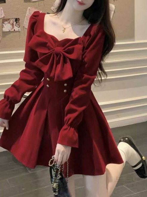 크리스마스원피스 우아한 연말 옷 하객 겨울 데이트 코스프레 산타복 모임룩 드레스 파티 코스튬