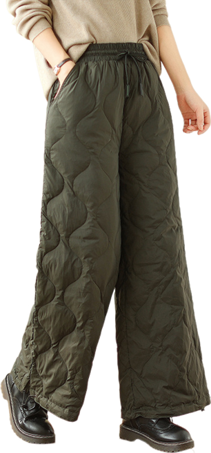 가을 겨울 여성용 기본핏 방한 퀼팅 밴딩 면바지