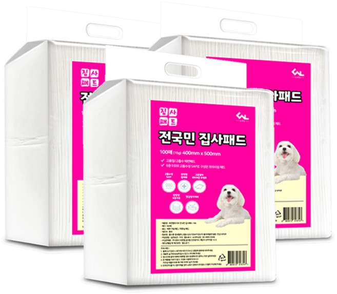 씨엔앨라이프 전국민 집사 배변패드, 3개, 100개입