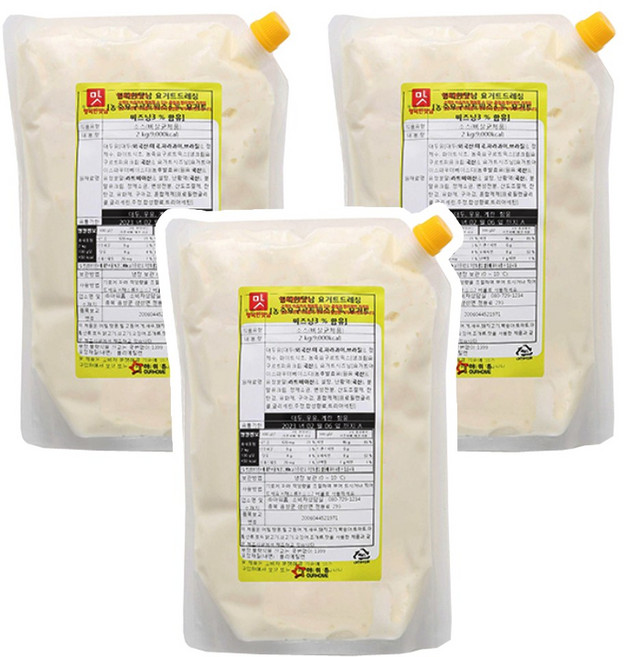 아워홈 행복한맛남 요거트드레싱, 2kg, 3개