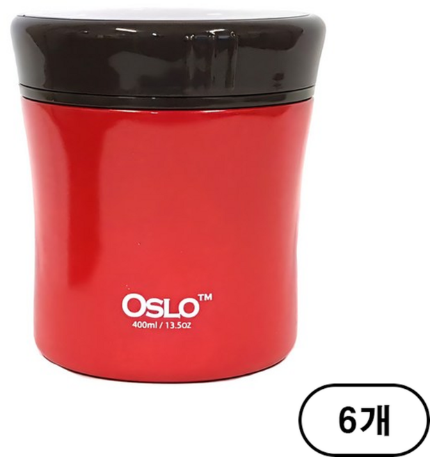 오슬로 스테인레스 스틸 보온 푸드자 죽통, 빨강, 400ml, 6개