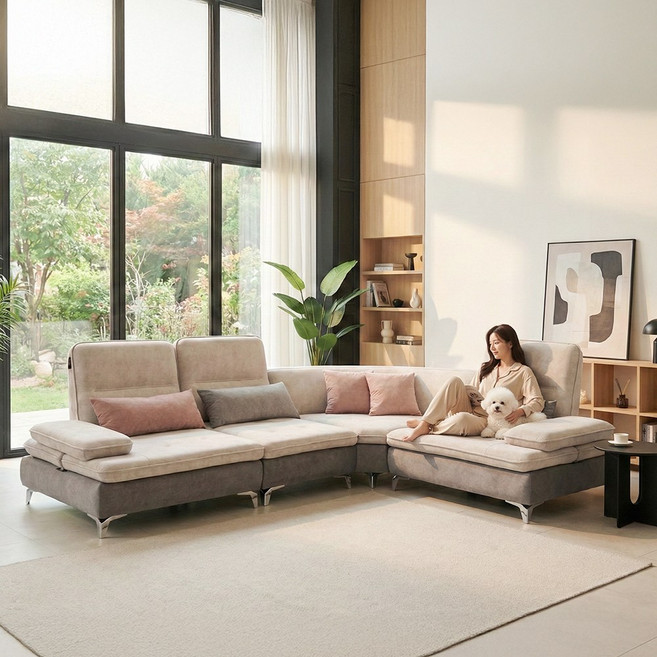 서광퍼니처 루체 조야 패브릭 5인 코너형 소파 sk, 5인코너형_연그레이_그레이