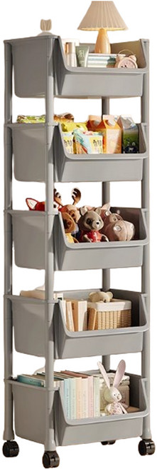 모아룸 이동식 수납정리함 플라스틱 서랍장 틈새 트롤리 3단 4단 5단, 그레이 걸이형