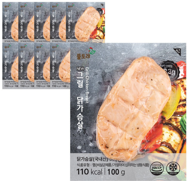 풀토래 통닭가슴살 뉴그릴 10팩 세트 100%국내산 식사대용, 100g, 10개