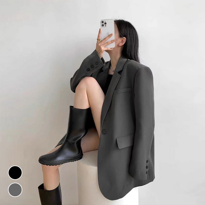 메이리앤 오버핏 싱글 자켓 루즈핏 정장 블레이저 데일리 포켓 자켓
