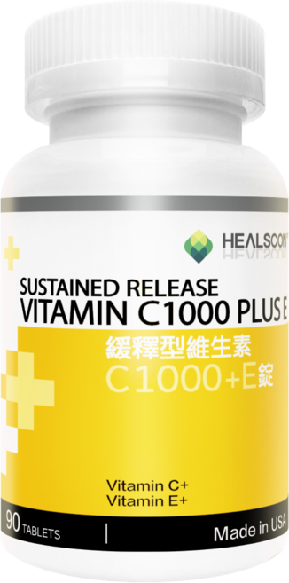 HEALSCON 維生素 C1000+E 緩釋錠 90錠 台灣製造, 1個, 90顆