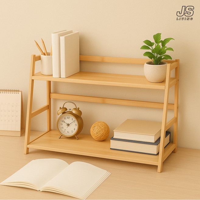 JS리빙 거실 원목 미니 잡지꽂이 2단 인테리어 침실 다용도 정리대 사무실 보조 책꽂이 테이블 정리 수납장 우드 북선반 책지지대 조립식 북엔드 책장@MORDEN-065A2122, 단일