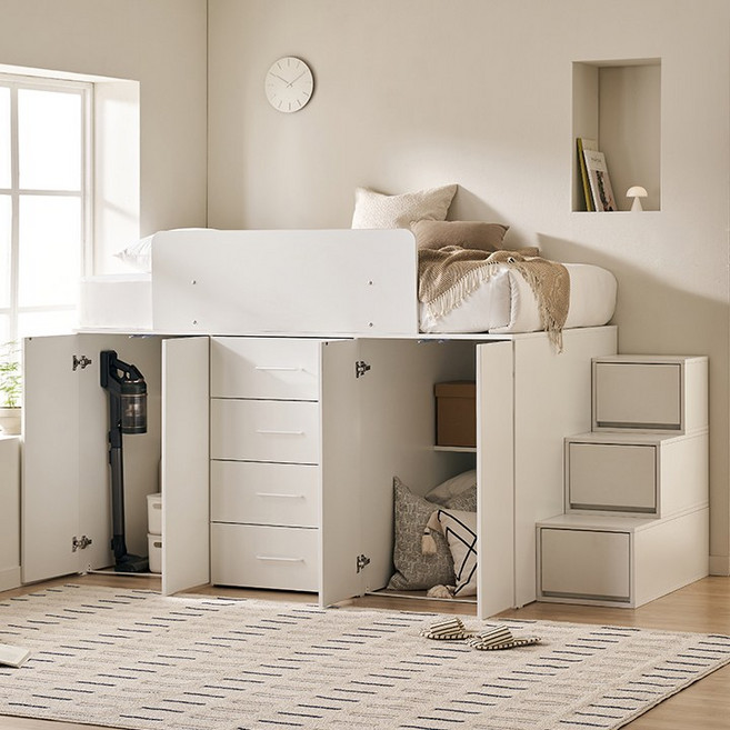 삼익가구 빅룸 빅수납 침대 벙커+서랍+행거 풀세트 시리즈, 01. A타입(벙커+서랍+벙커)_매트제외