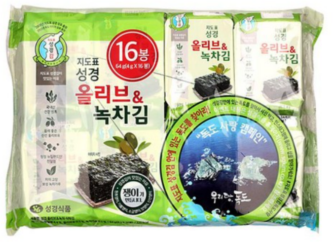 지도표 성경김 올리브 식탁김 4g x 16봉, 64g, 1개
