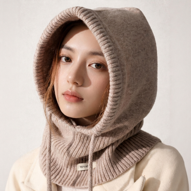 Clevoria 여성 겨울 캐시미어 니트 바라클라바 후드 방한 보온 넥워머