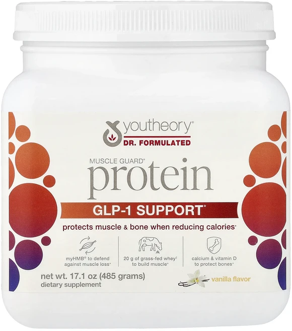 새해 건강을 선물하세요 Youtheory Muscle Guard 단백질 GLP-1 서포트 바닐라 485g(17.1oz) 특별관리진행, YoutheoryMuscleGuard단백질GLP1서포트, 485g, 1개 - 쿠팡