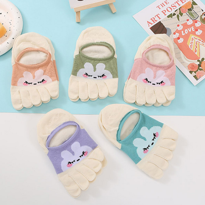 다이나토리 토끼 여성 발가락 양말 5켤레