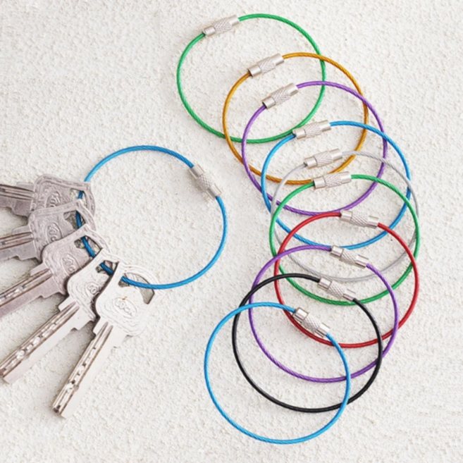 스텐 코팅 와이어 키링 키홀더 열쇠고리 악세사리 와이어링 부자재 컬러, 랜덤믹스, 30개
