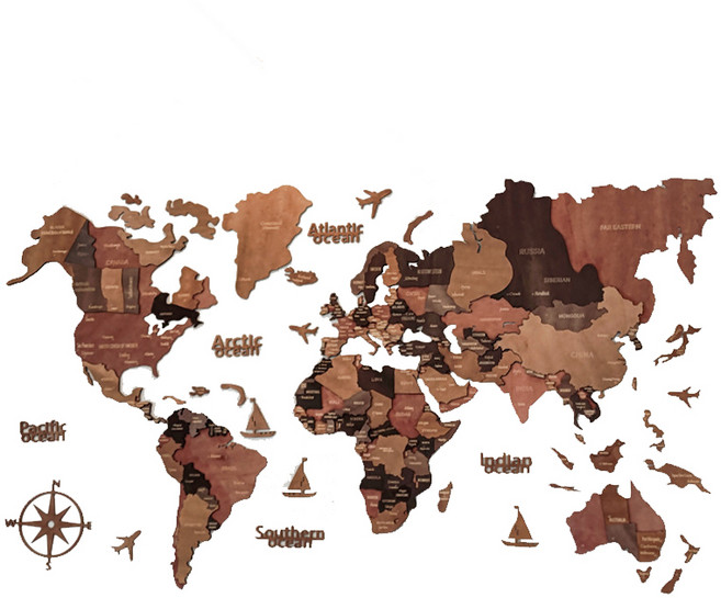 HO Life 3D木製立體世界地圖 L號 150x90公分 附國旗圖釘, 1個, L號【1500x90公分】+291圖釘