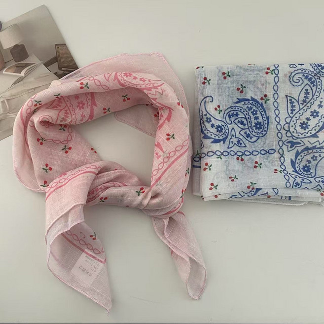 [2장1세트] 릴리아르 페이즐리 앵두 쁘띠스카프 여성손수건