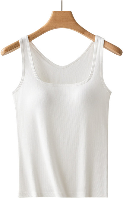 미브레 도톰한 골지 스퀘어넥 캡내장 민소매 나시 U타입