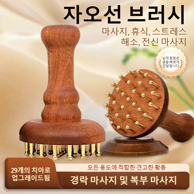 1/1+1 [초저가!] 궁씨 경락 브러쉬 솔리드 황동 소재 소통 브러쉬 마사지 브러쉬 세트, 29개 이빨 황동 경락 브러시