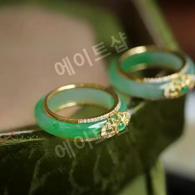 여성 한복반지 초록 천연석 원석 고급 옥반지 비취반지
