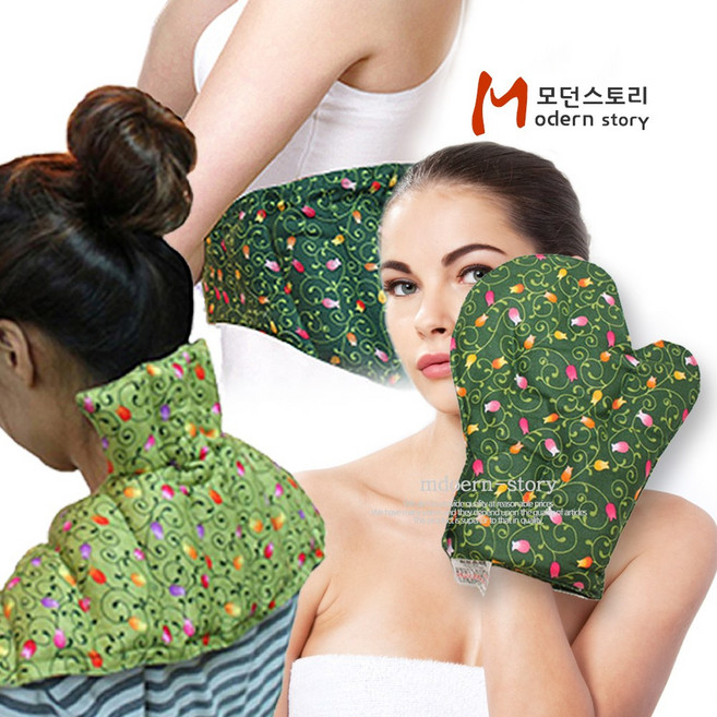사구리빙 그린라이프 국산 천연건조 허브 어깨 허리 복부 손목 발목 무릎 손 발 다용도 냉온 찜질팩, 07. 무릎찜질팩+커버포함-그린색, 1개