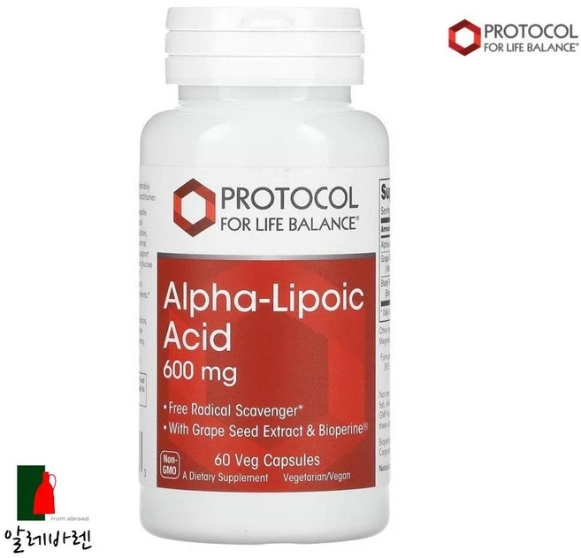 프로토콜포라이프발란스 알파리포산 600mg 60베지 캡슐, 1개, 60정 - 쿠팡
