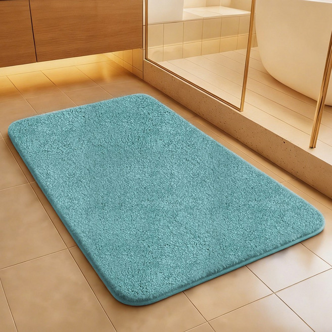 연화삼월 융모 클래식 빨아쓰는 호텔 주방 욕실 타월 발매트 먼지없는 워셔블 사계절 코지 소프트 솔리드 발매트, 08스카이 블루
