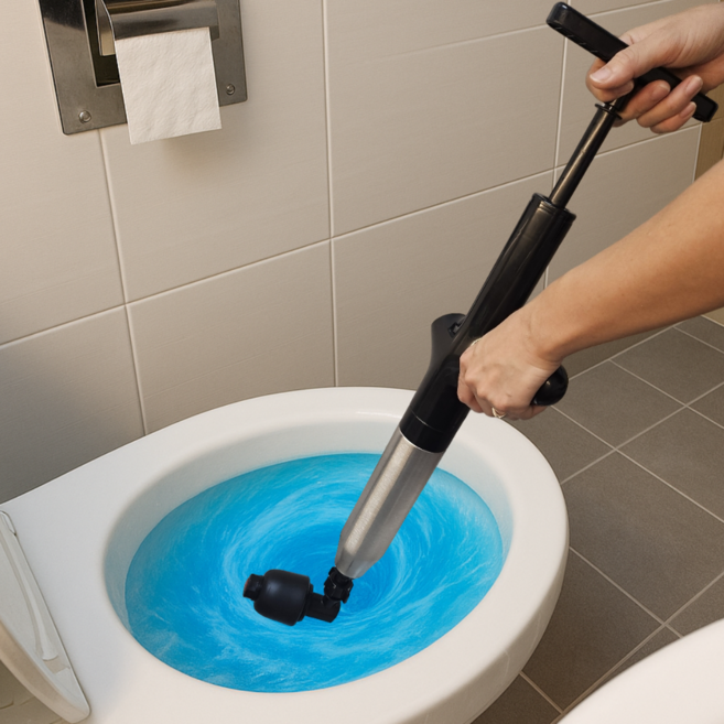 누바르 펌프샷 스테인리스 압축 에어 펌프 뚫어뻥, 실버딥블랙