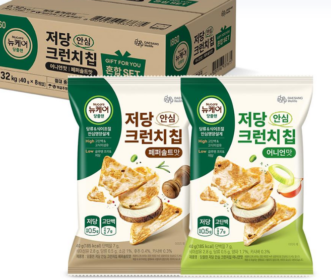 당플랜 저당 안심 크런치칩 혼합SET 어니언맛 페퍼솔트맛 40g 8입, 8개