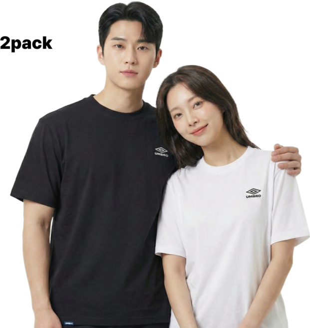 엄브로 2PACK 남여 공용 반팔 캐주얼 티셔츠