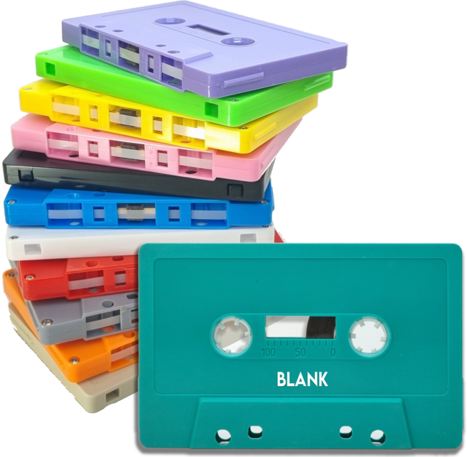 카세트 공테이프 15가지 컬러 투명 케이스 포함 45분 오디오테이프 Cassette tape, 노란색